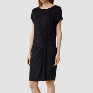 All Saints Women's Mast Devo Twist Front Black Knit Mini Dress Size Small
